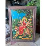 Vintage Old Original Hindu God Devi Shree Ambaji Maa Ambaji Lithograph Print