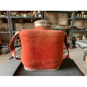 Vintage Old Handcrafted Railway Carrying Water Dispenser Bottle W/ Hanging Belt