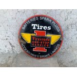 Collectible Old Firestone Tires Vehicle Accessories Adv. Litho Tin Sign Board