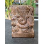 Antique Wooden Handcrafted Lord Ganesha Worship Idol Round Figurine Statue 3×2″