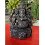 Antique Hand Carved Black Stone Lord Ganesha Idol Granite Statue Figurine 5.5″