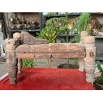 Vintage Old Handcrafted Rustic Wooden Four Legged Hindu God Idol Worship Throne