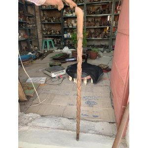 Antique Old Handcrafted Wooden Walking Stick Walking Cane with Engraved Design