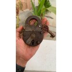 1900’s Old Vintage Hand Forged Padlock Working Condition Iron Lock with Key