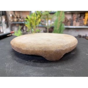 Antique Old Indian Household Hand Carved Marble Small Chapati Rolling Board 6×6″