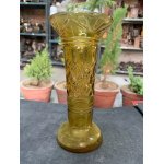 1970s Vintage Old Handmade Decorative Green Glass Flower Vase Flower Pot