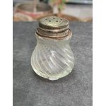 Vintage Clear Glass Salt & Pepper Shaker Dispenser Salt Cellar with Metal Lid