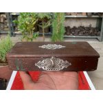 Antique Handcrafted Wooden & Brass Fitted Floral Design Jewelry Box With Latch