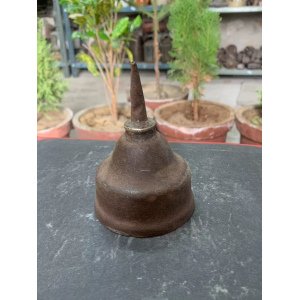 Indian Vintage Old Rustic Iron Spouted Brown Oil Can Thumb Oil Can Collectible