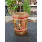 Vintage Hand Crafted Glass Multicolor Pattern Painted Drinking Glass Kitchenware