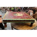 Collectible Vintage Old Hand Carved Wooden Flower Design Bajot Low Coffee Table