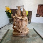 Antique Old Hand Carved Marble Stone God Krishna & Goddess Radha Statue Figurine