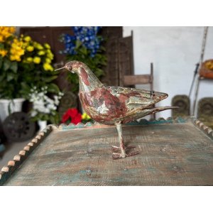 Old Collectible Wooden Hand Painted Pigeon Bird Home Decorative Figurine Statue