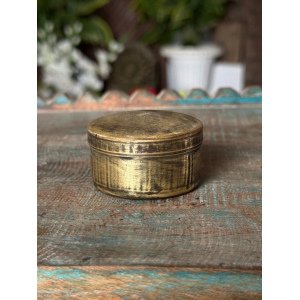 Antique Old Collectible Hand Made Brass Kajal Chuna Tobacco Multi Use Small Box