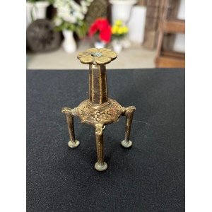 Antique Collectible Hand Carved Brass Flower Shape Incense Stick Holder Stand