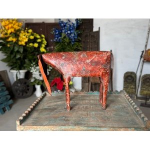 Old Collectible Hand Painted Iron Home Table Decorative Elephant Statue Figure