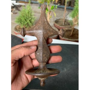 1800’S Antique Old Hand Forged Solid Iron Mughal Sword Dagger Handle Hilt